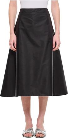 Marni A-lijn Midi Rok - Dames - Midirokken - Zwart - 2XS - Satijn - Rokken