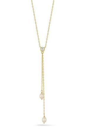 Glaze Jewelry Cubic Zirconia & Cultured Pearl Y-Necklace in Gold at Nordstrom Rack