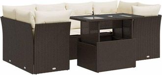 vidaXL Juego De Sof&aacute;s De Jard&iacute;n 7 Piezas Con Cojines Rat&aacute;n Pe Marr&oacute;n Vidaxl