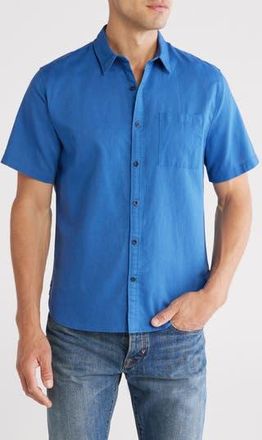 Vince Classic Fit Short Sleeve Linen Blend Button-Up Shirt in Bright Cobalt Blue at Nordstrom Rack, Size X-Large