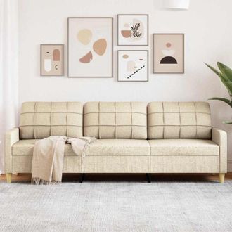 vidaXL Vidaxl - Divano a 3 Posti Crema 210 cm in Tessuto