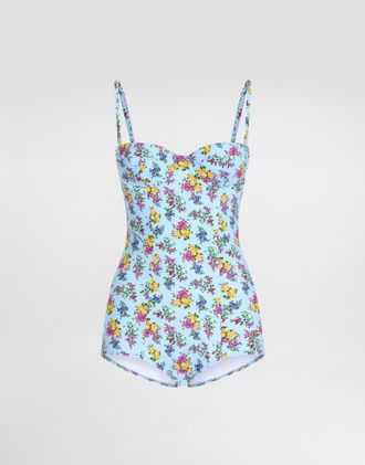 Dolce & Gabbana Small Floral-print Balconette One-piece Swimsuit - Woman Swimwear Multicolor 1