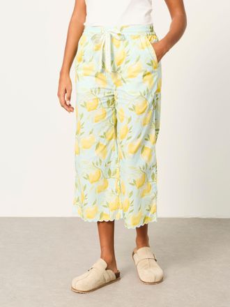 Fat Face FatFace Lola Blue Lemons Crop Wide Leg Pyjama Bottoms