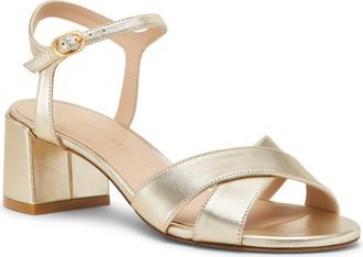 Stuart Weitzman Dayna Ankle Strap Sandal in Light Gold at Nordstrom, Size 9.5