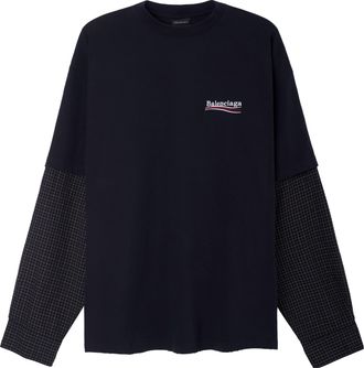 Balenciaga Political Campaign Layered T-Shirt Oversized Black 698631TKVJ19070