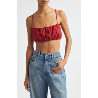Staud Fiore Stretch Cotton Bralette Top in Rouge at Nordstrom, Size X-Small
