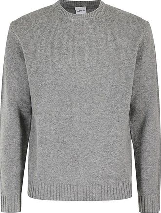 Aspesi Classic Gray Crew Neck Sweater With Ribbed Trim