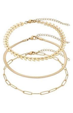 Adornia Set of 3 18K Gold Plated Chain Anklets at Nordstrom Rack