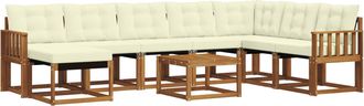 vidaXL Conjunto De Sof&aacute;s De Exterior 9 Uds. Natural Y Crema Vidaxl
