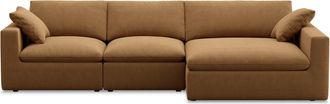 Castlery Modular Customized Wide Chaise Sectional Sofa with Machine Washable Covers and Feather-filled Cushions - Brown by Castlery