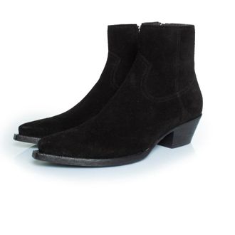 Saint Laurent Lukas leren su&egrave;de enkellaarsjes in zwart