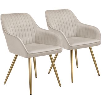 TecTake Dining Chair Marilyn Set Of 2 - Taupe/Gold in Taupe | Size: 2 Pack