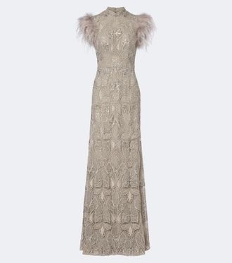 Georges Hobeika Vestido de fiesta de encaje guipur adornado