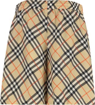 Burberry Mens Check Motif Bermuda Shorts Beige Silk
