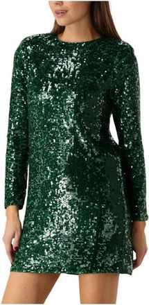 Suncoo Groene Glitter Mini Jurk - Dames - Feestkleedjes - Groen - S - Polyester - Kleedjes