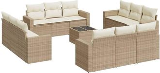 vidaXL Set Sof&aacute;s De Jard&iacute;n Con Cojines 13 Pzas Rat&aacute;n Sint&eacute;tico Beige Vidaxl