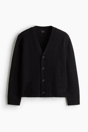 H&M Angerauter Cardigan in Regular Fit - Schwarz