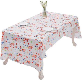 No Brand Juego De 4 Manteles De Fiesta feliz Cumplea&ntilde;os (274 X 137 Cm) - Estampado De Estrellas De Colores, Resistente A Las Manchas Y Reutilizable