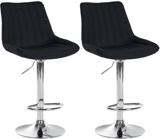 Clp Clp - Set De 2 Taburetes De Bar Toni En Tela Negro Metal Cromado