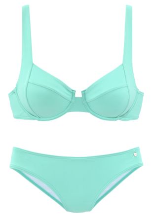 s.Oliver B&uuml;gel-Bikini S.OLIVER, Damen, Gr. 38, Cup C, blau (t&uuml;rkis), Recycling-Polyamid, unifarben, Bikini-Sets B&uuml;gel-Bikini, mit komfortablem Schnitt