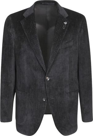 Lardini Single-breasted Corduroy Blazer - Heren - Blazers - Zwart - M - Katoen - Jassen