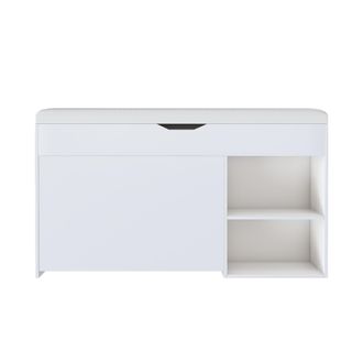 STILVORA Mueble Zapatero Con 1 Tapa Abatible, Estante Giratorio Y Coj&iacute;n De Asiento Para Entrada, En Mdf, 100&times;30&times;52 Cm, Blanco