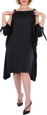 Burberry Ladies Black Miley Strap Detail Location Print Silk Dress, Brand Size 4 (US Size 2)