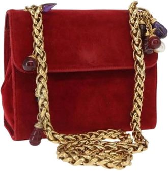Loewe Pre-owned Cross Body Bags, female, Red, Size: ONE SIZE Pre-owned Velor Shoulder Bag