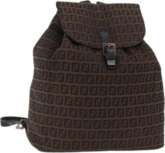 Fendi Pre-owned Canvas Rugzak - Dames - Vintage Rugzakken - Bruin - ONE Size - Vintage