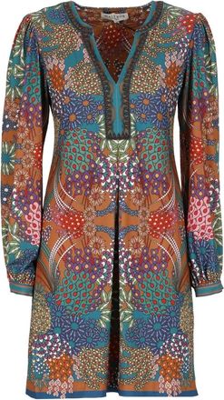 Hale Bob Multicolor V-hals Jurk met Kralendetails - Dames - Korte kleedjes - Veelkleurig - L - Kleedjes