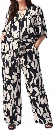 Joseph Ribkoff Abstract Print Wide-Leg Pants In Black Moonstone