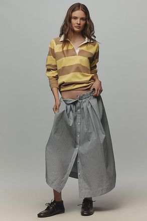 Maeve Striped Poplin Button-Front Skirt