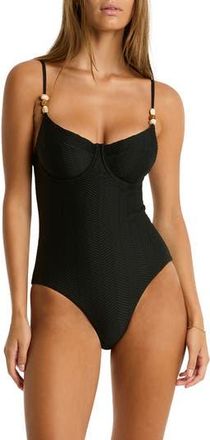 Sea Level Australia Caracus Balconette Underwire One-Piece Swimsuit in Black at Nordstrom Rack, Size 4