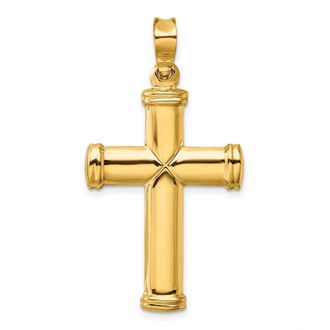 Diamond2Deal 14k Yellow Gold Polished Stamping Cross Pendant