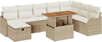 vidaXL Garden Sofa Set Height-Adjustable 9 pcs Beige Poly Rattan vidaXL