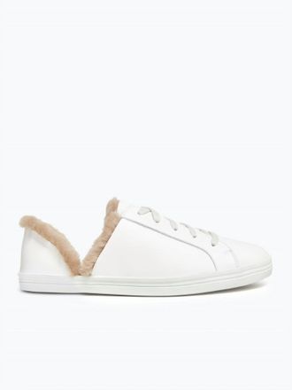 Freda Salvador Womens Shearling Sneaker In White Calf