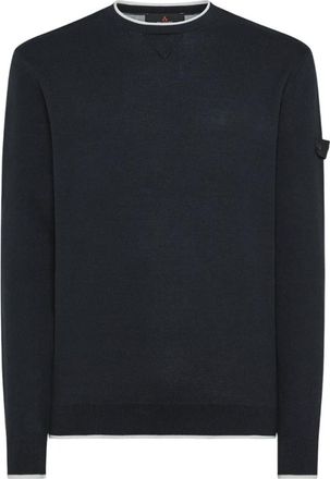 Peuterey Blauwe Sweatshirt Crew Neck Logo Label - Heren - Ronde hals truien - Blauw - S - Katoen - Truien & Vesten