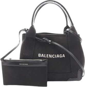 Balenciaga Pre-owned Tote Bags, female, Black, Size: ONE SIZE Pre-owned Navy Cabas XS Handbag