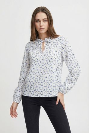 Only Langarmbluse ONLY ONLROANNE L/S TOP WVN NOOS, Damen, Gr. XL, cloud dancer aop:sofia flower, Web, Obermaterial: 100% Baumwolle, bedruckt, loose fit nor