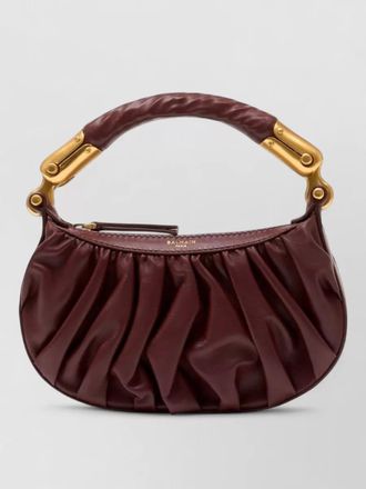 Balmain mini shoulder bag leather top handle ruched
