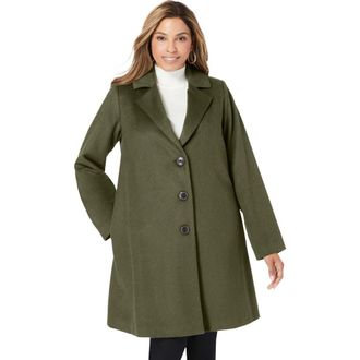 Jessica London Wool Swing Coat in Dark Olive Green at Nordstrom, Size 18