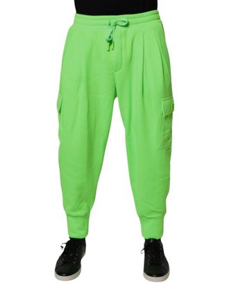 Dolce & Gabbana Neon Green Cargo Jogger Men Sweatpants Pants Polyester