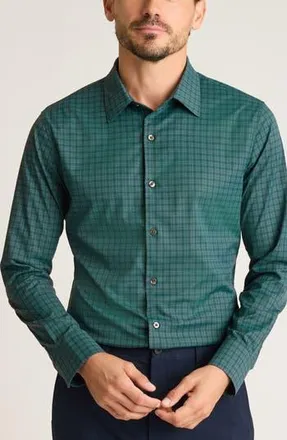 Bonobos Tech Slim Fit Green Gingham Check Performance Button-Down Shirt in Newburgh Gingham at Nordstrom Rack, Size X-Large