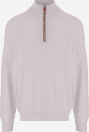 Kiton Mens Cashmere Sweater With High Neck Lilac