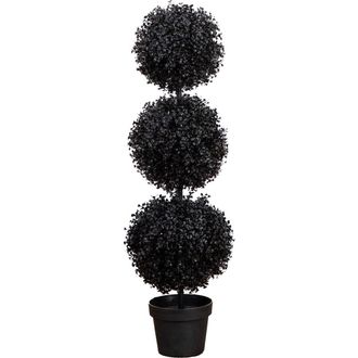 Nearly Natural 3-ft UV Resistant Artificial Halloween Black Triple Ball Boxwood Topiary in Green at Nordstrom