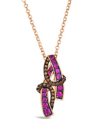 Le Vian 14K Rose Gold 0.61 ct. tw. Diamond & Pink Sapphire Pendant
