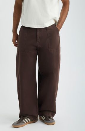 BP. Barrel Leg Cotton Twill Pants in Brown Coffee at Nordstrom, Size 38