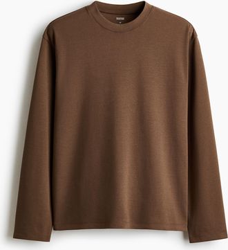 H&M Cooling Langarmshirt in Regular Fit - Beige