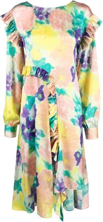 Remain floral-print long-sleeved maxi dress - women - Recycled Polyester - 36 - Yellow