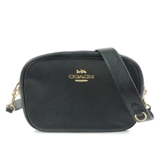 Coach Shoulder Leather Black Leather Handbag (Pre-Owned)